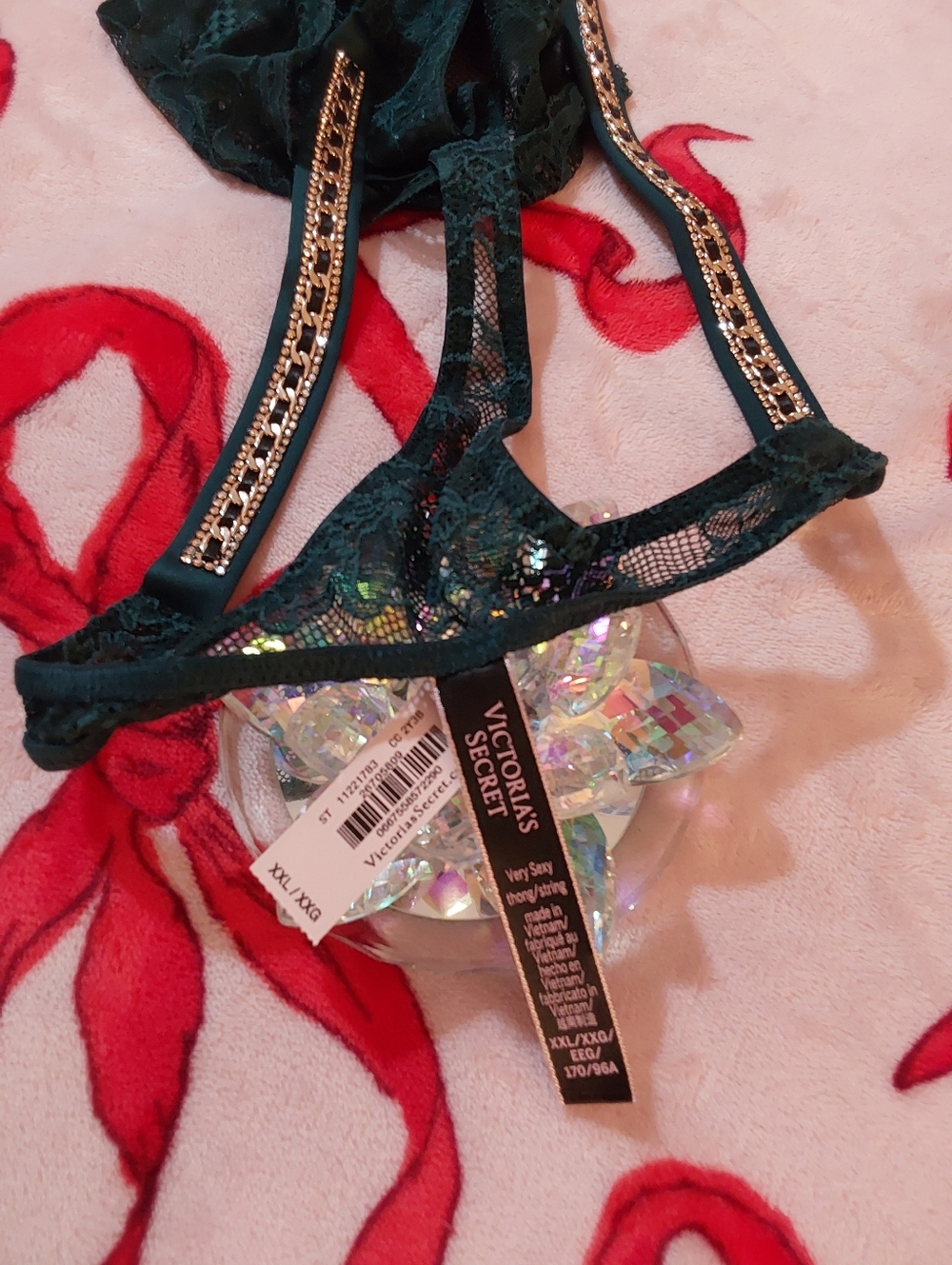 💚 XXL VS Very Sexy Shine Chain Strap Lace Thong Panty 💚 - Picture 9 of 15